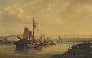 Auguste Borget A View of Junks on the Pearl River Sweden oil painting artist